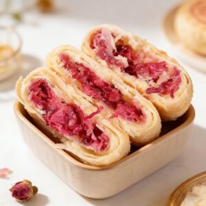 Rose Petal and Red Bean Flaky Pastry